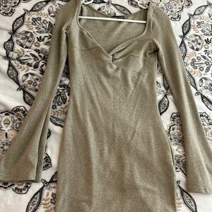 Olive Green Mini Sleeve Dress